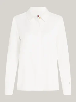 Koszule & Bluzki*Tommy Hilfiger Luźna Koszula Z Metalową Flagą ANCIENT WHITE