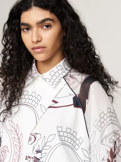 Koszule & Bluzki*Tommy Hilfiger Luźna Koszula Z Nadrukiem Emblematu IVORY