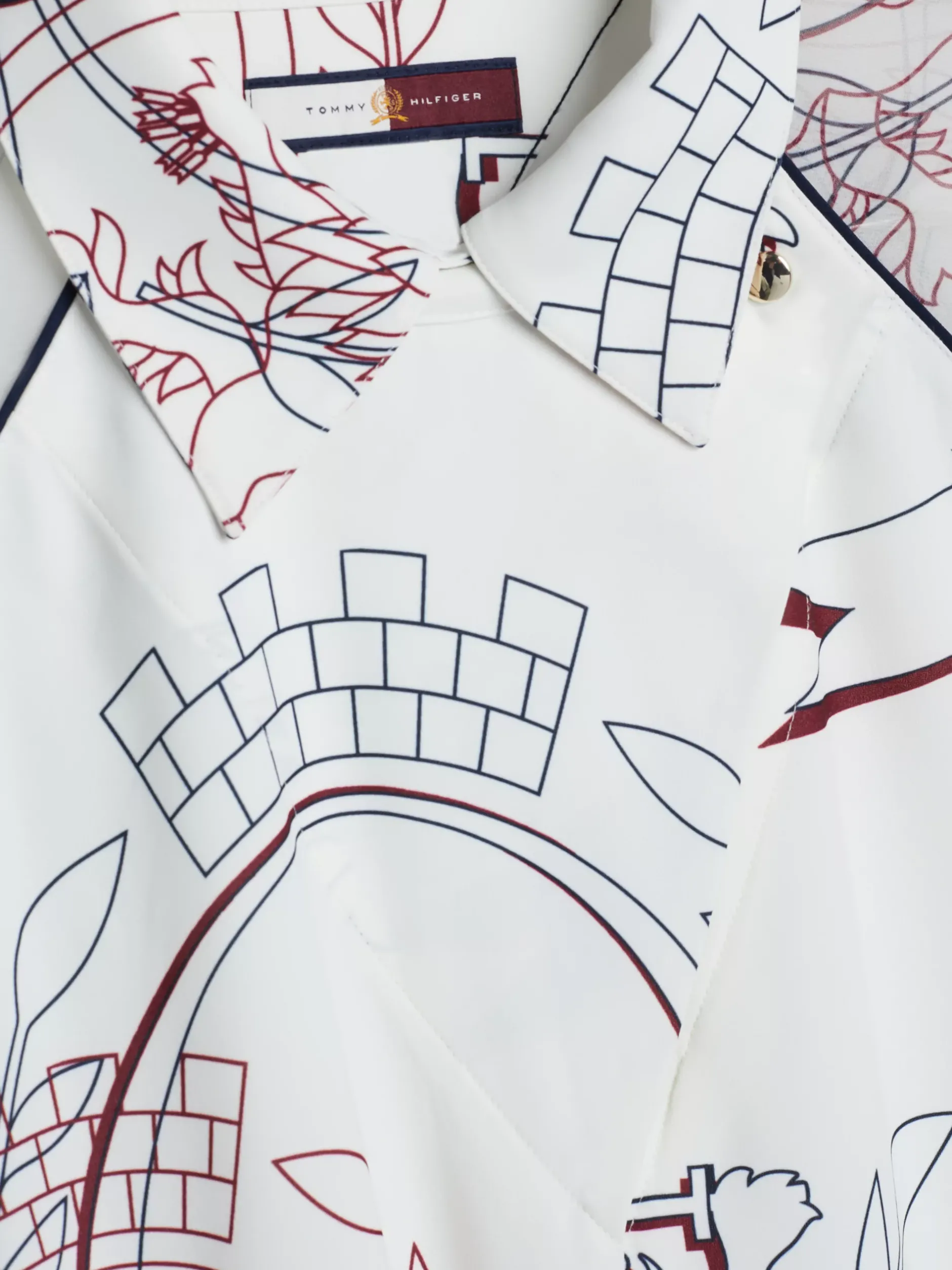 Koszule & Bluzki*Tommy Hilfiger Luźna Koszula Z Nadrukiem Emblematu IVORY