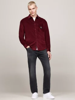 Koszule*Tommy Hilfiger Luźna Koszula Ze Sztruksu DEEP ROUGE