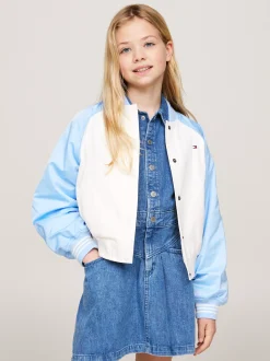 Kurtki I Płaszcze*Tommy Hilfiger Luźna Kurtka Bomber W Stylu Varsity VESSEL BLUE