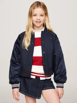 Kurtki I Płaszcze*Tommy Hilfiger Luźna Kurtka Bomber W Stylu Varsity DESERT SKY