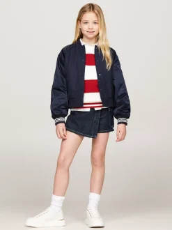 Kurtki I Płaszcze*Tommy Hilfiger Luźna Kurtka Bomber W Stylu Varsity DESERT SKY