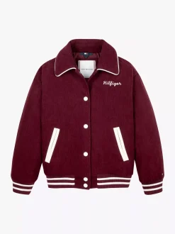 Kurtki I Płaszcze*Tommy Hilfiger Luźna Kurtka Bomber Ze Sztruksu DEEP ROUGE