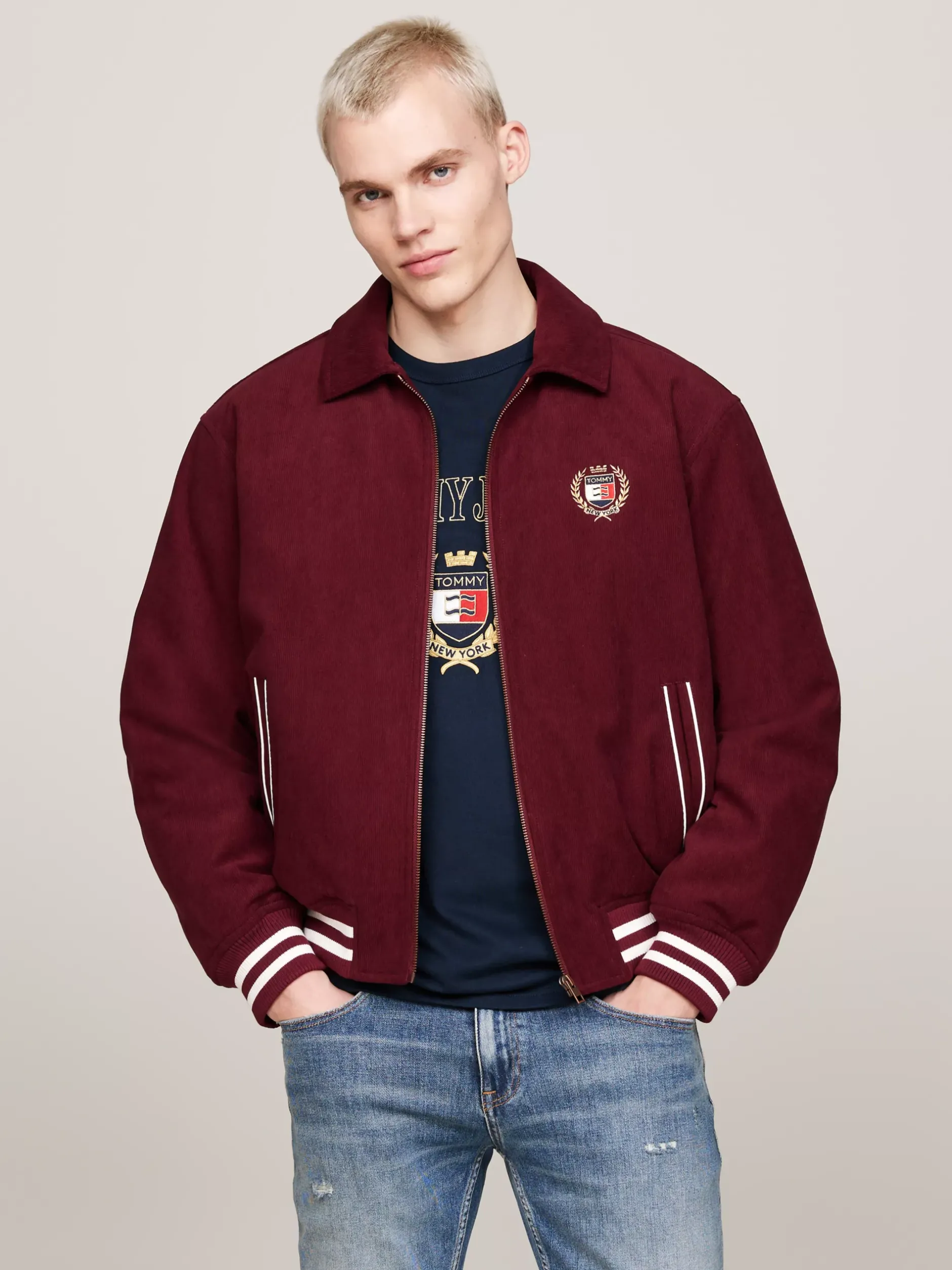 Kurtki & Płaszcze|Bomberki*Tommy Hilfiger Luźna Kurtka Ze Sztruksu DEEP ROUGE