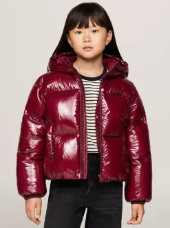 Kurtki I Płaszcze*Tommy Hilfiger Luźna Puchowa Kurtka DEEP ROUGE