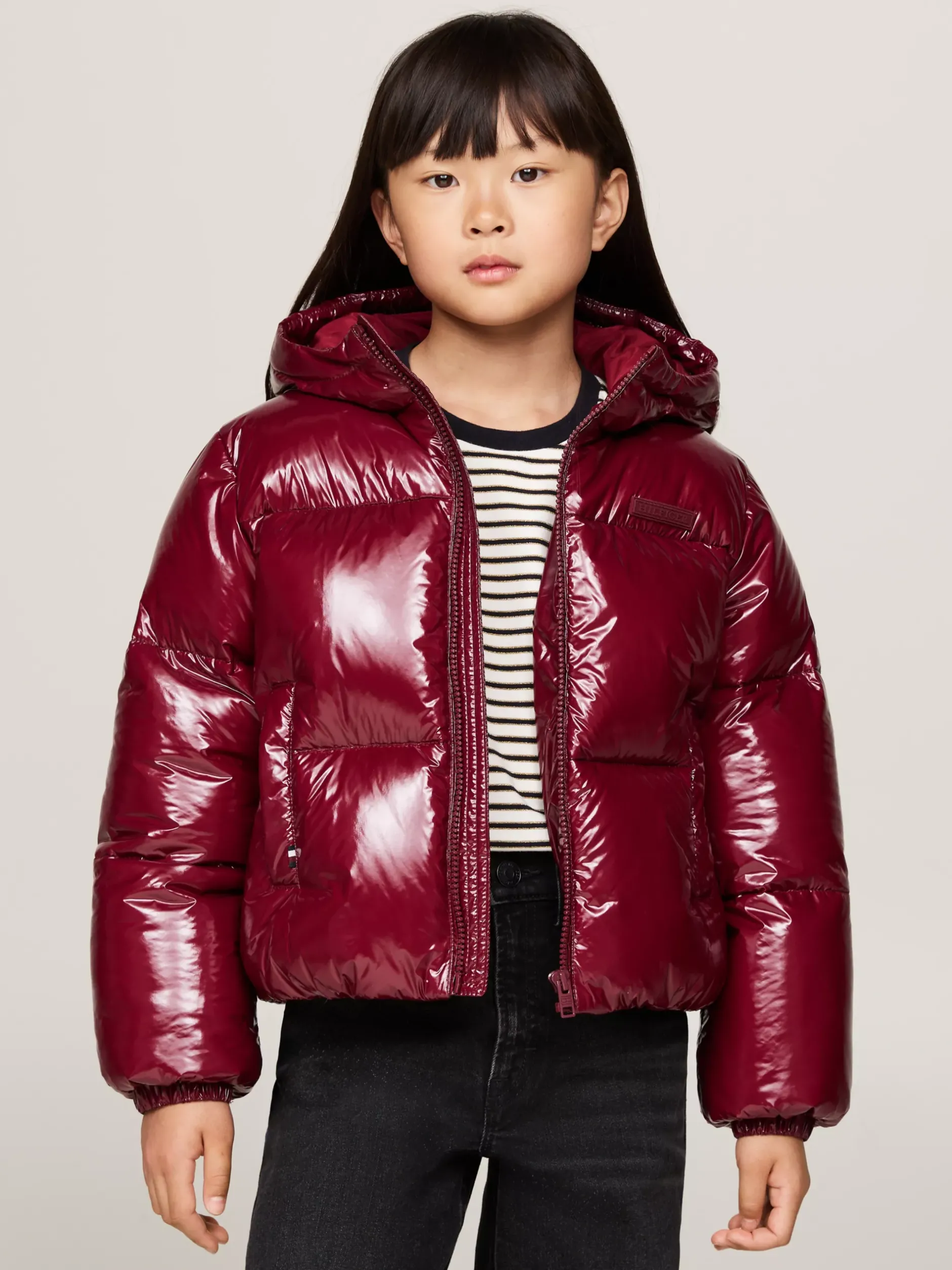 Kurtki I Płaszcze*Tommy Hilfiger Luźna Puchowa Kurtka DEEP ROUGE