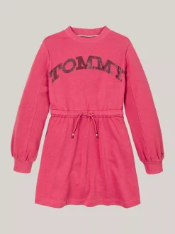 Sukienki*Tommy Hilfiger Luźna Sukienka Dresowa Z Logo W Stylu Varsity HERITAGE PINK