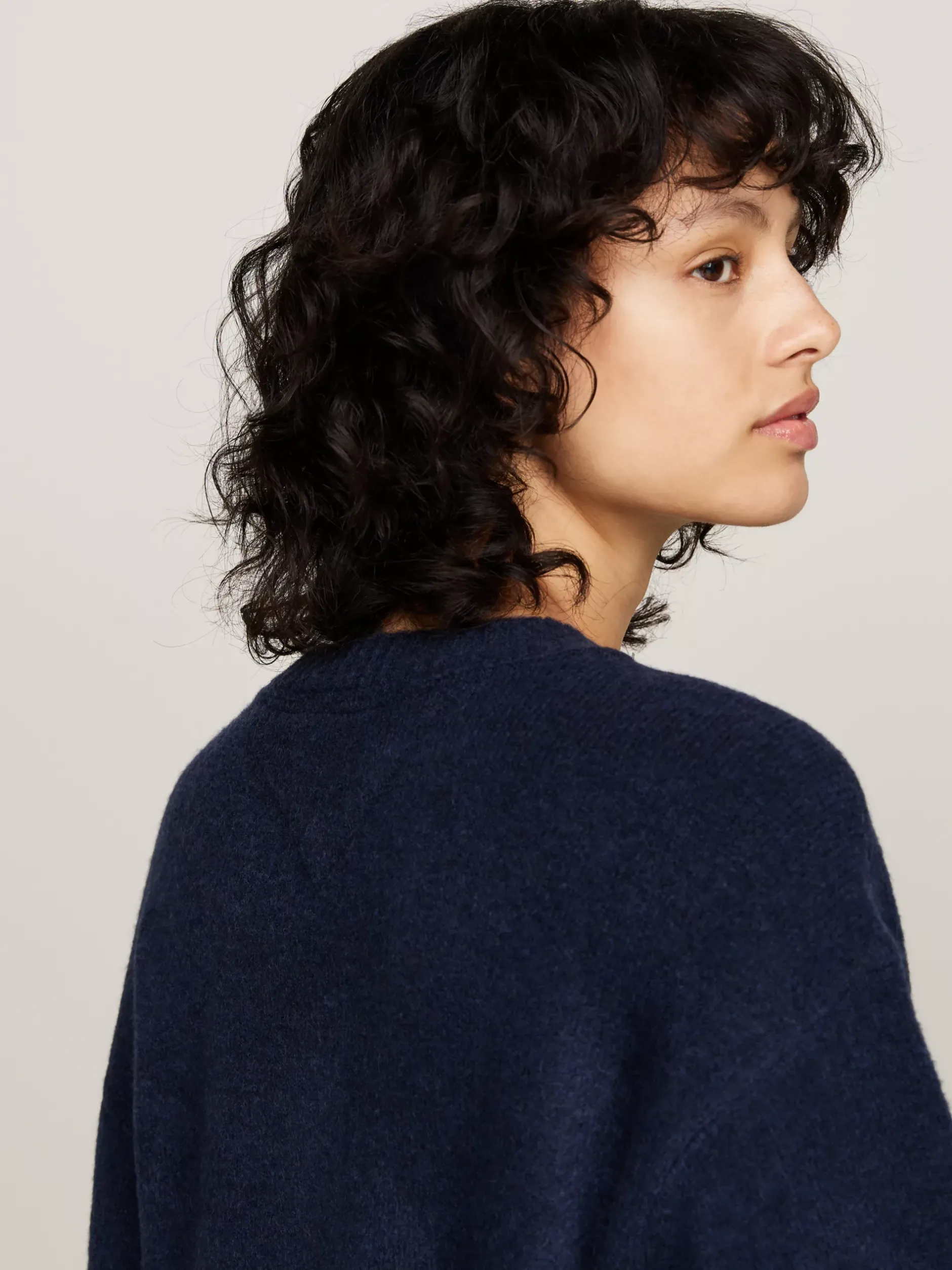 Sukienki*Tommy Hilfiger Luźna Sukienka Dzianinowa Z Domieszką Wełny DARK NIGHT NAVY MELANGE