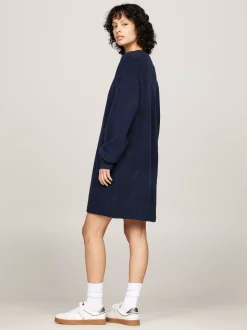 Sukienki*Tommy Hilfiger Luźna Sukienka Dzianinowa Z Domieszką Wełny DARK NIGHT NAVY MELANGE