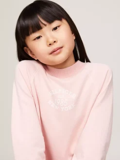 Sukienki*Tommy Hilfiger Luźna Sukienka Dzianinowa Essential Z Logo SOFT ROSE