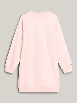 Sukienki*Tommy Hilfiger Luźna Sukienka Dzianinowa Essential Z Logo SOFT ROSE