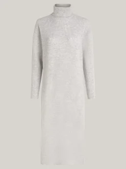 Sukienki*Tommy Hilfiger Luźna Sukienka Dzianinowa Midi Z Kaszmirem LIGHT GREY HTR