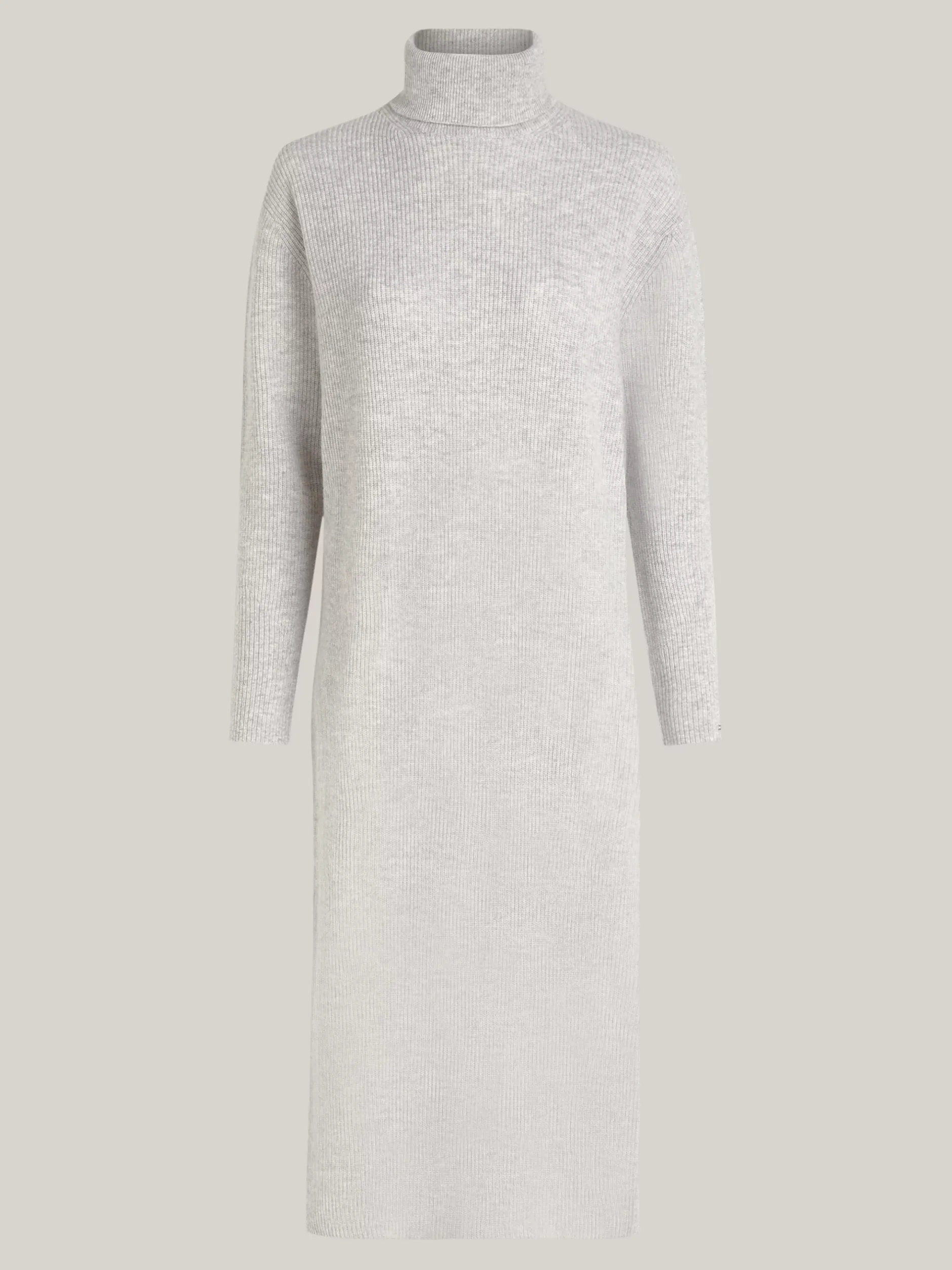 Sukienki*Tommy Hilfiger Luźna Sukienka Dzianinowa Midi Z Kaszmirem LIGHT GREY HTR