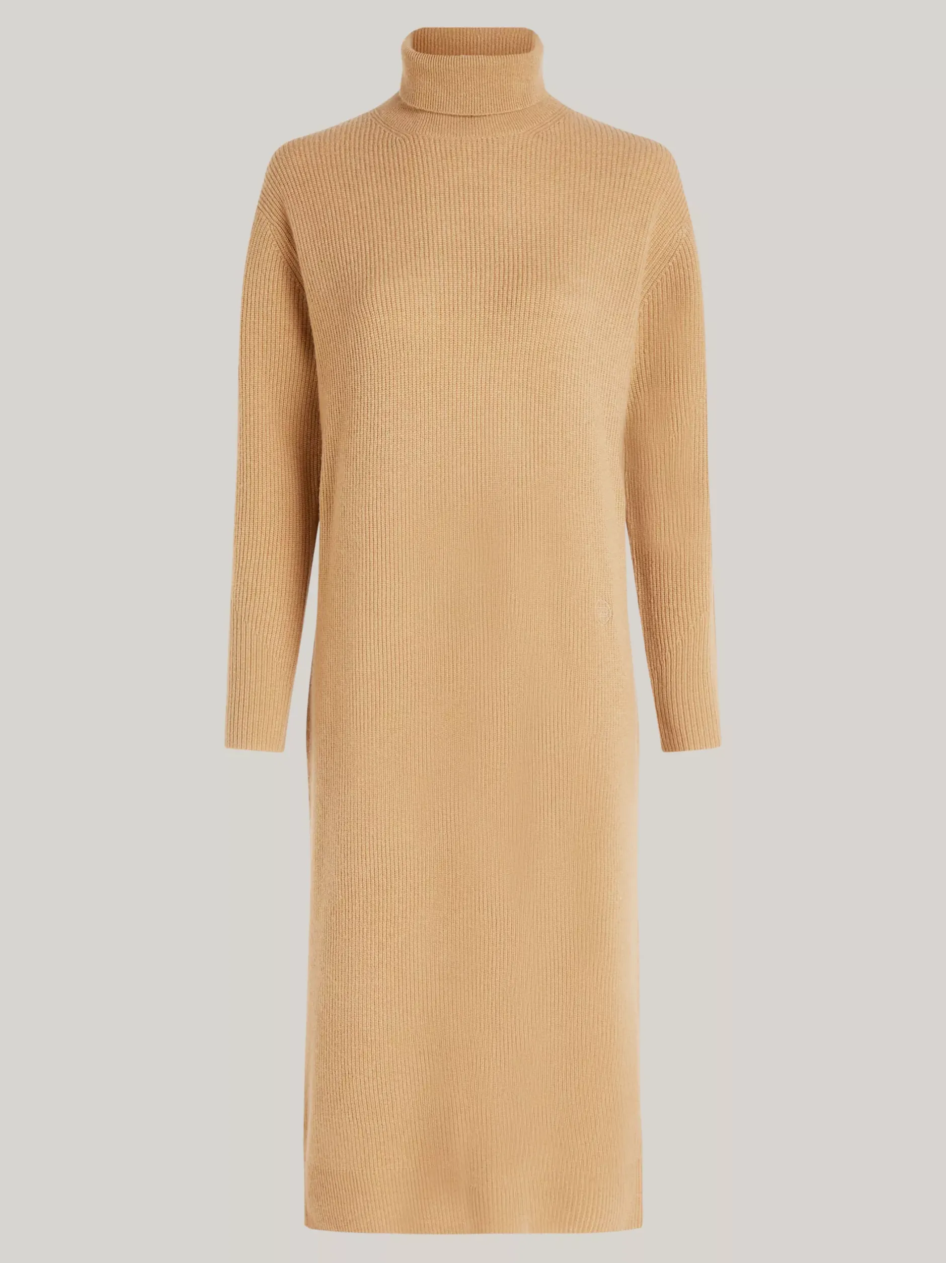 Sukienki*Tommy Hilfiger Luźna Sukienka Dzianinowa Midi Z Kaszmirem CLASSIC KHAKI