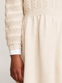 Sukienki*Tommy Hilfiger Luźna Sukienka Swetrowa O Splocie Warkoczowym HEATHERED OAT