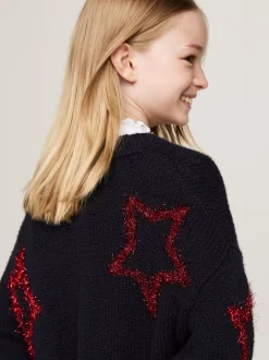 Sukienki*Tommy Hilfiger Luźna Sukienka Swetrowa W Metaliczne Gwiazdki DESERT SKY STARS