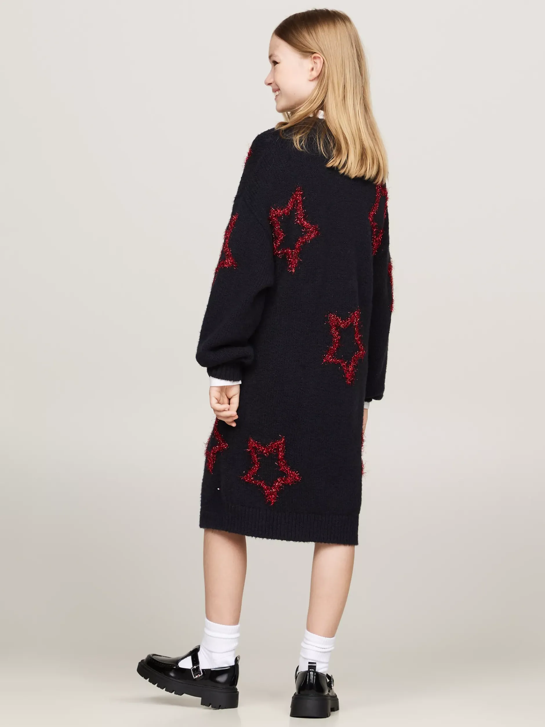 Sukienki*Tommy Hilfiger Luźna Sukienka Swetrowa W Metaliczne Gwiazdki DESERT SKY STARS