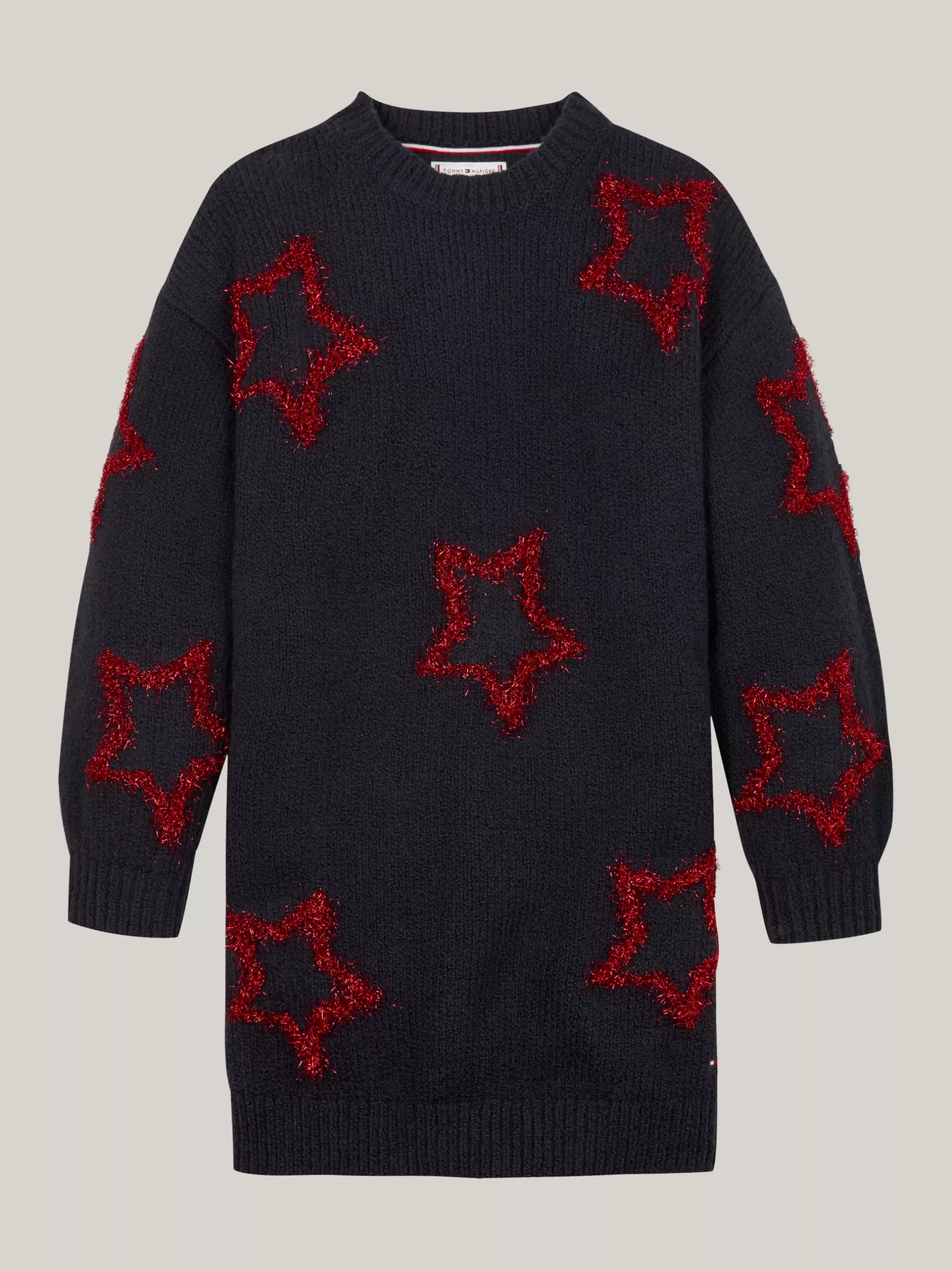 Sukienki*Tommy Hilfiger Luźna Sukienka Swetrowa W Metaliczne Gwiazdki DESERT SKY STARS