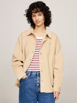 Koszule & Bluzki*Tommy Hilfiger Luźna Sztruksowa Koszula Wierzchnia GENTLE GOLD