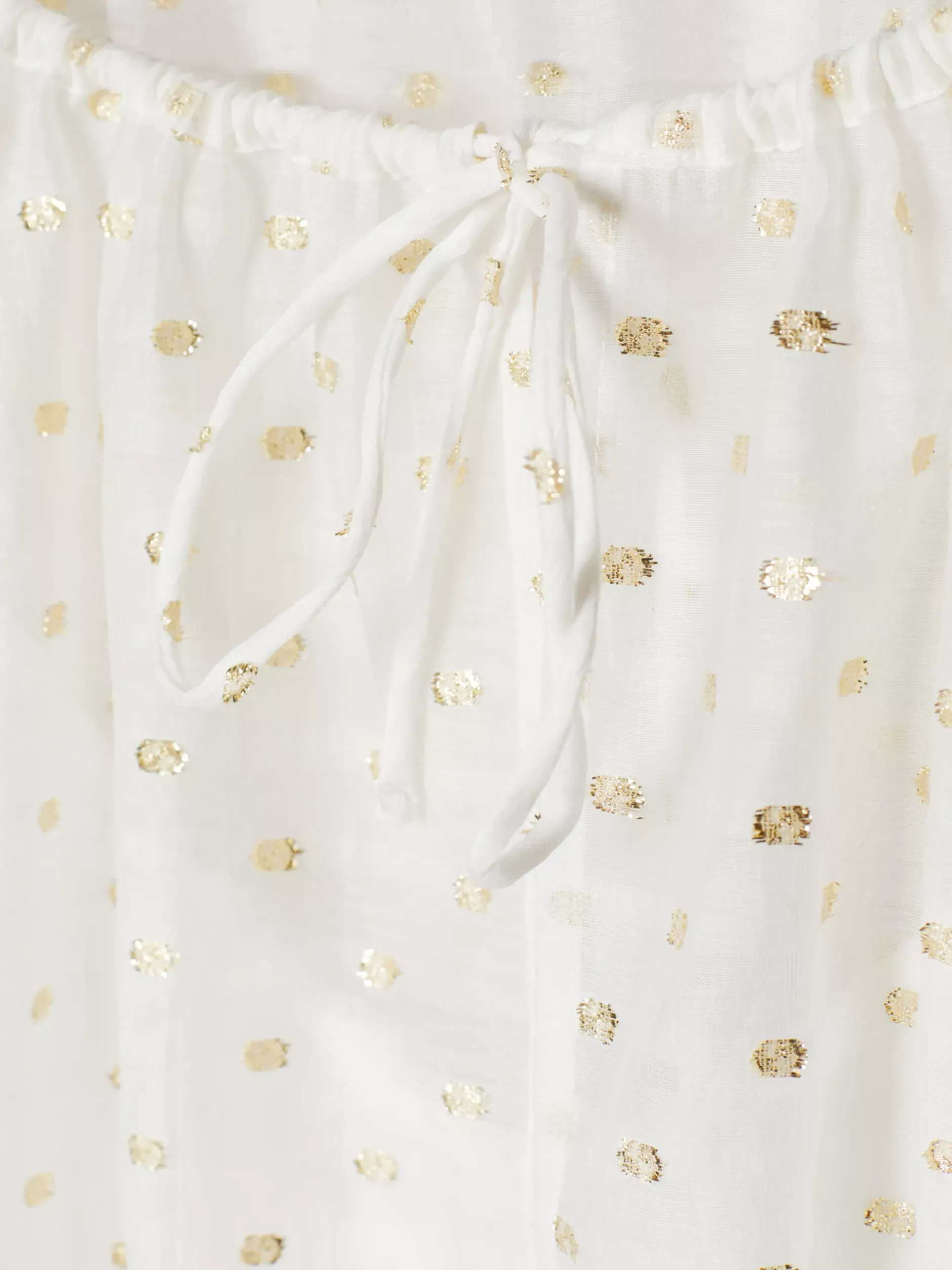Sukienki*Tommy Hilfiger Luźna Wiązana Sukienka Midi Z Metalicznym Haftem FIL COUPE WHITE/ GOLD