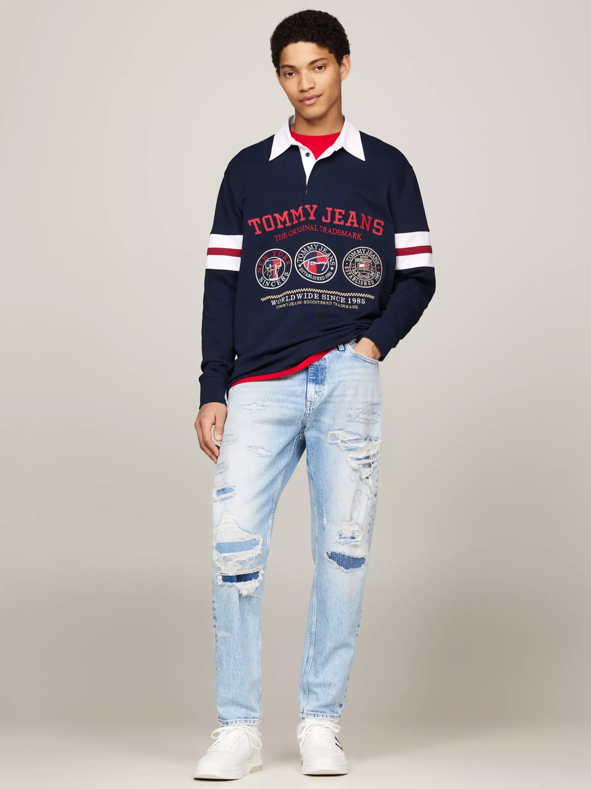 Jeansy*Tommy Hilfiger Luźne Jeansy Isaac Z Efektem Znoszenia DENIM LIGHT