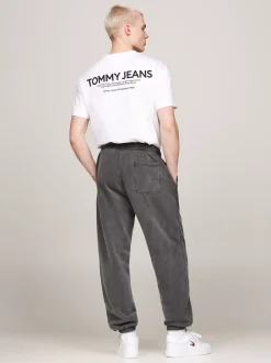 Spodnie*Tommy Hilfiger Luźne Joggery W Uczelnianym Stylu BLACK