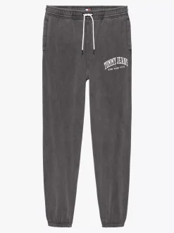 Spodnie*Tommy Hilfiger Luźne Joggery W Uczelnianym Stylu BLACK