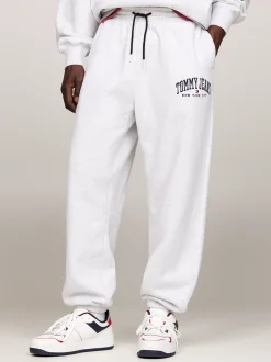 Spodnie*Tommy Hilfiger Luźne Joggery W Uczelnianym Stylu SILVER GREY