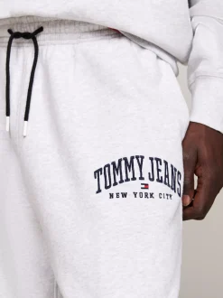 Spodnie*Tommy Hilfiger Luźne Joggery W Uczelnianym Stylu SILVER GREY