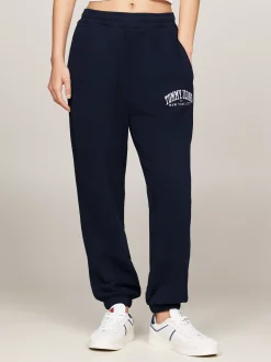 Spodnie*Tommy Hilfiger Luźne Joggery Z Logo W Stylu Varisty DARK NIGHT NAVY