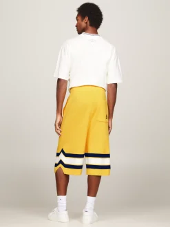 Szorty*Tommy Hilfiger Luźne Prążkowane Szorty Z Emblematem POLLEN