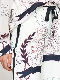 Spodnie*Tommy Hilfiger Luźny Dół Od Piżamy Z Nadrukiem Z Emblematem IVORY