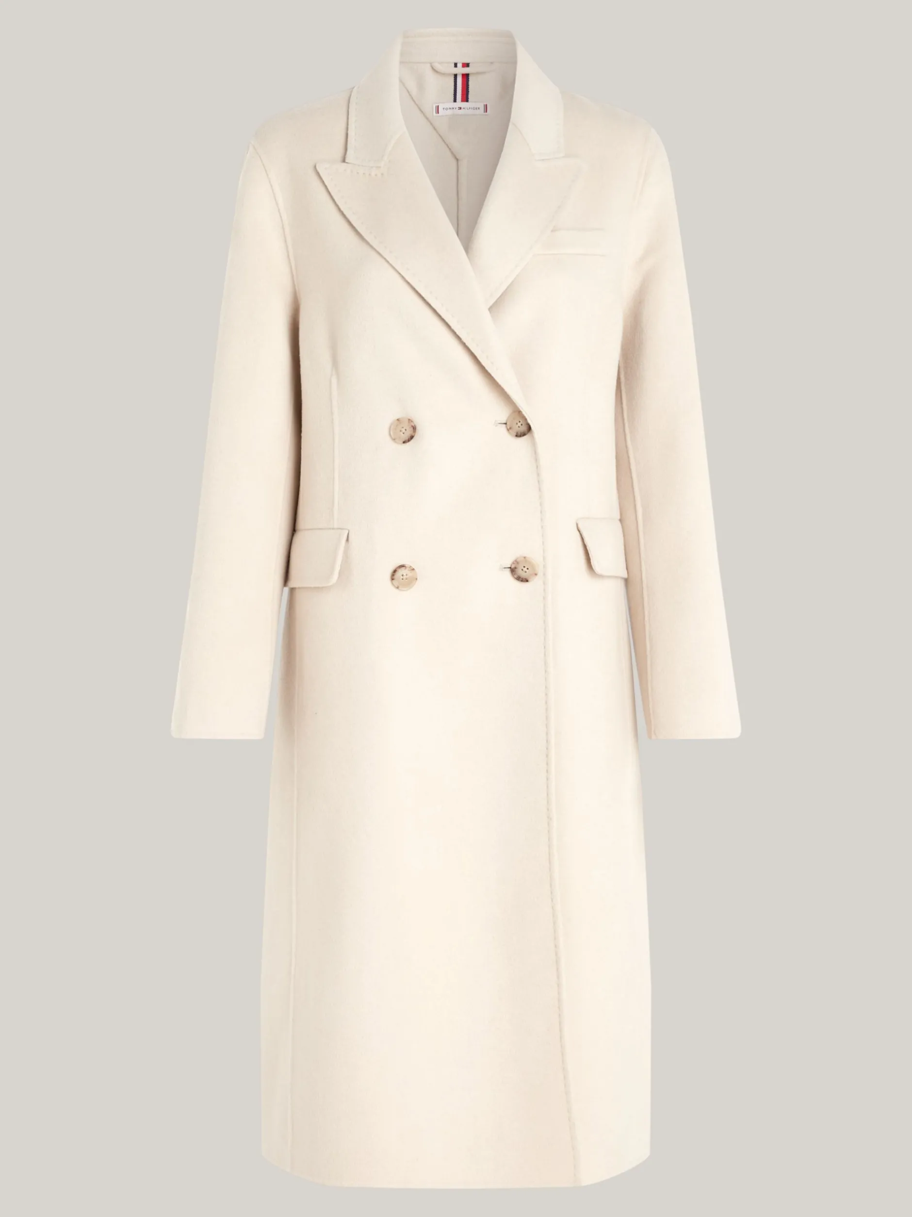 Kurtki & Płaszcze|Wełniane Płaszcze*Tommy Hilfiger Luźny Dwurzędowy Płaszcz CLASSIC BEIGE