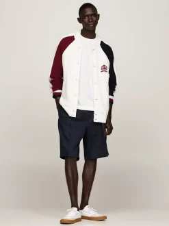 Kardigany|Dzianina*Tommy Hilfiger Luźny Kardigan Z Emblematem W Stylu Varsity IVORY
