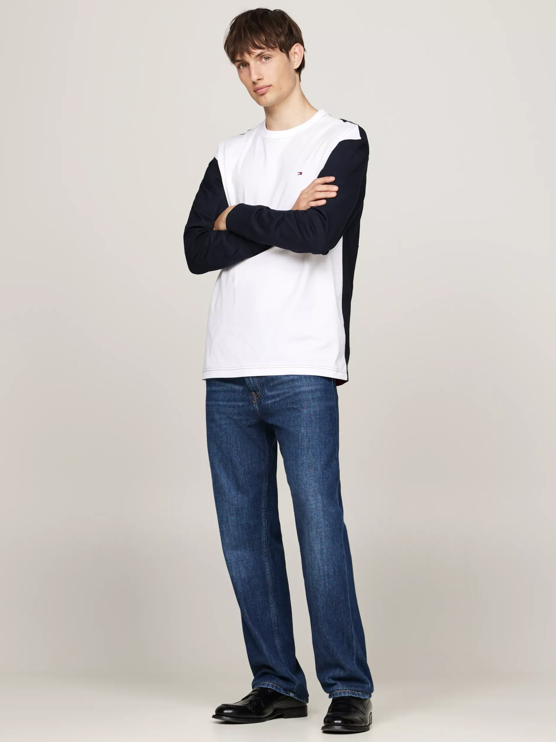 T-Shirty*Tommy Hilfiger Luźny Longsleeve Z Blokami Kolorów WHITE