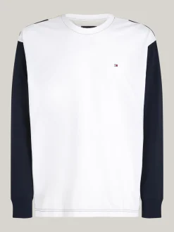 T-Shirty*Tommy Hilfiger Luźny Longsleeve Z Blokami Kolorów WHITE