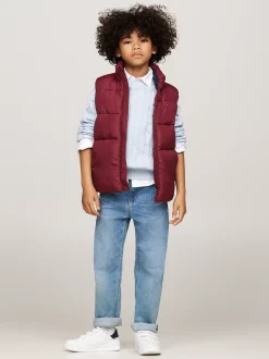 Kurtki*Tommy Hilfiger Luźny Ocieplany Bezrękawnik DEEP ROUGE