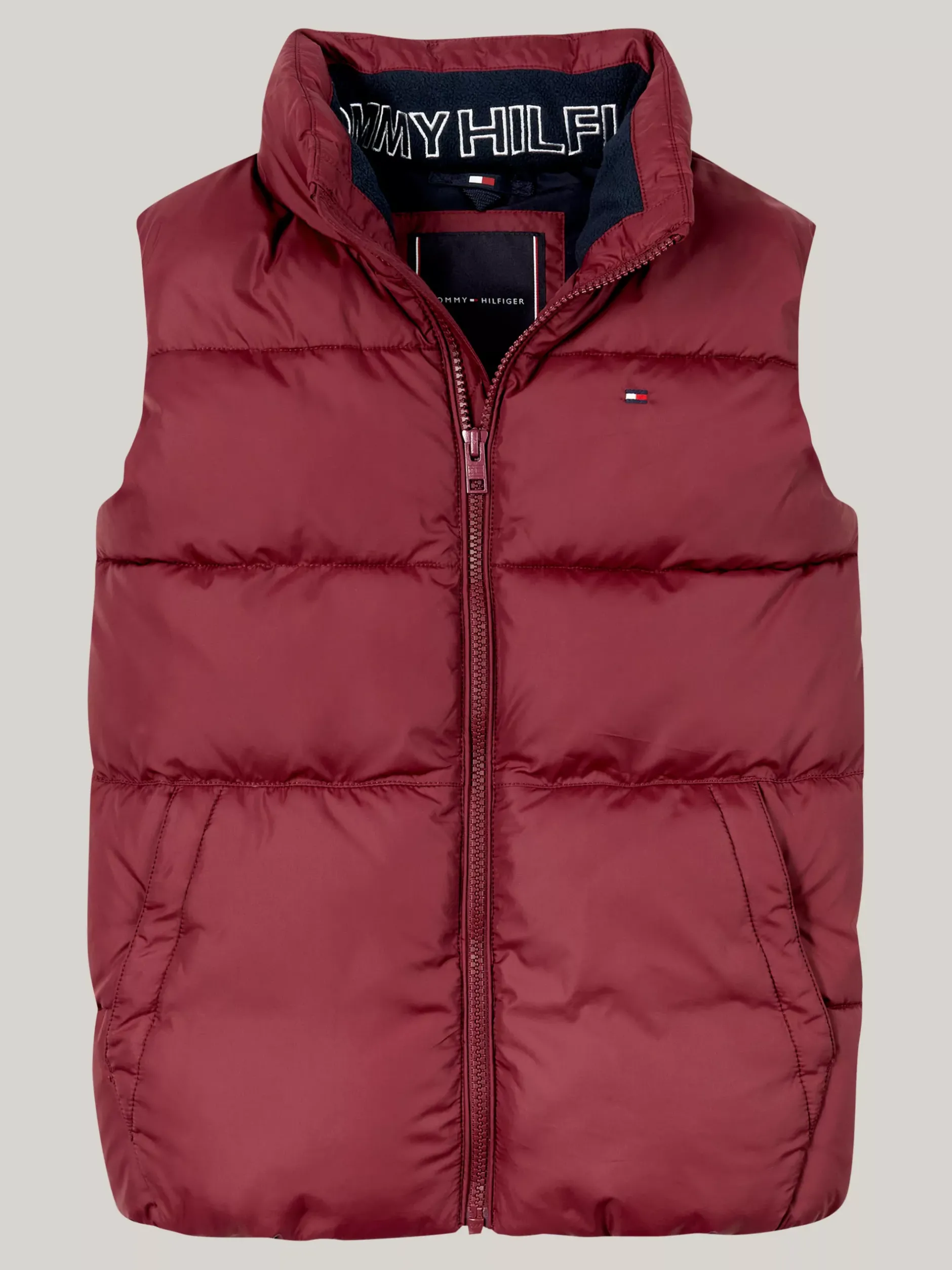 Kurtki*Tommy Hilfiger Luźny Ocieplany Bezrękawnik DEEP ROUGE