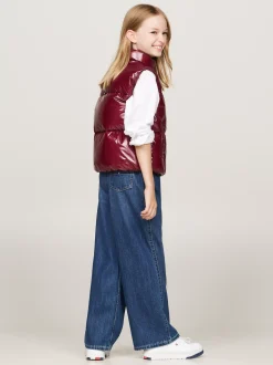 Kurtki I Płaszcze*Tommy Hilfiger Luźny Puchowy Bezrękawnik DEEP ROUGE