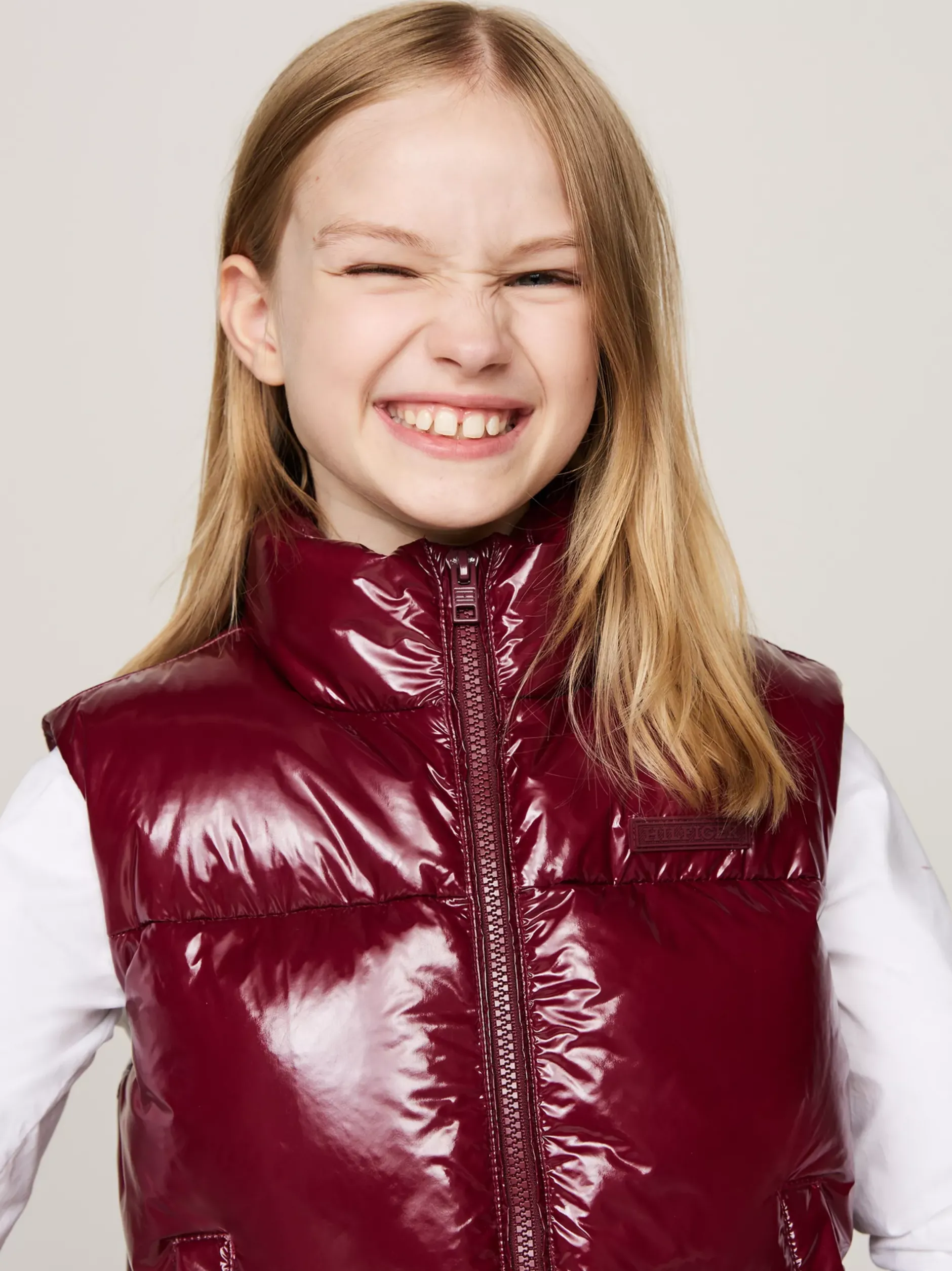 Kurtki I Płaszcze*Tommy Hilfiger Luźny Puchowy Bezrękawnik DEEP ROUGE
