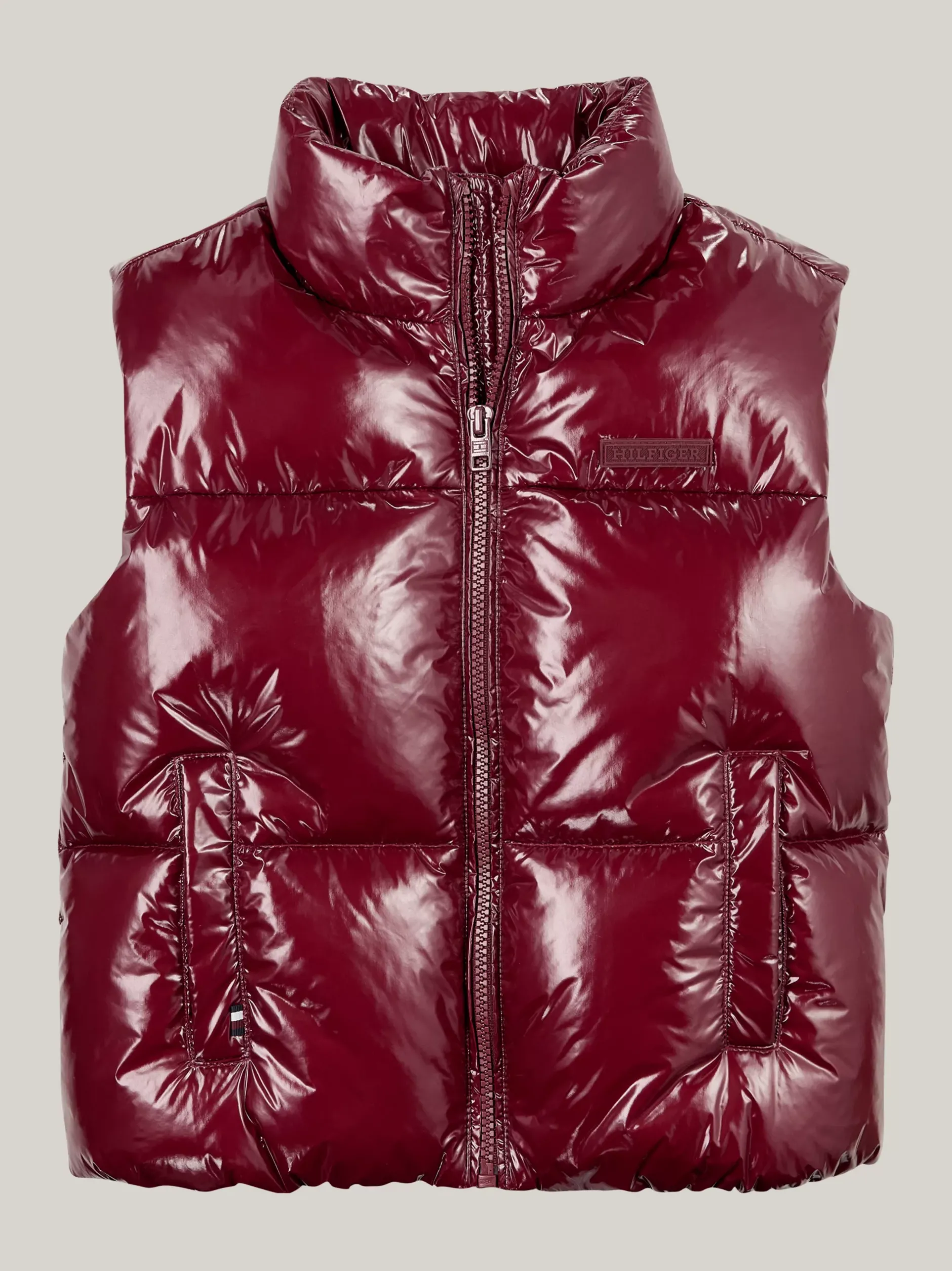 Kurtki I Płaszcze*Tommy Hilfiger Luźny Puchowy Bezrękawnik DEEP ROUGE