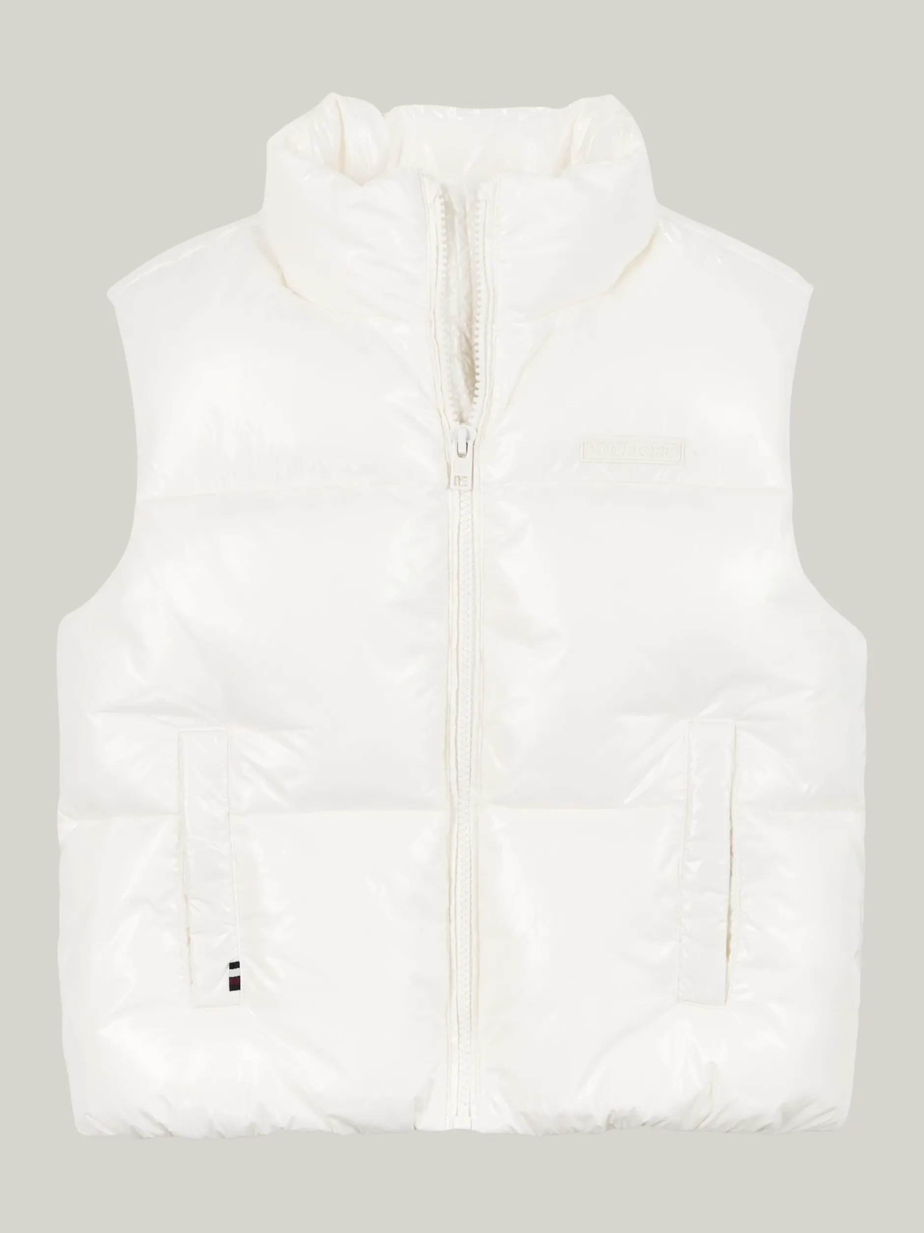 Kurtki I Płaszcze*Tommy Hilfiger Luźny Puchowy Bezrękawnik ANCIENT WHITE