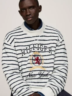 Swetry|Dzianina*Tommy Hilfiger Luźny Sweter W Bretońskie Paski Z Emblematem BLUE STRIPE
