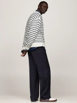 Swetry|Dzianina*Tommy Hilfiger Luźny Sweter W Bretońskie Paski Z Emblematem BLUE STRIPE