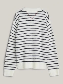 Swetry|Dzianina*Tommy Hilfiger Luźny Sweter W Bretońskie Paski Z Emblematem BLUE STRIPE