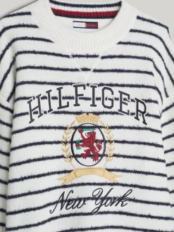 Swetry|Dzianina*Tommy Hilfiger Luźny Sweter W Bretońskie Paski Z Emblematem BLUE STRIPE
