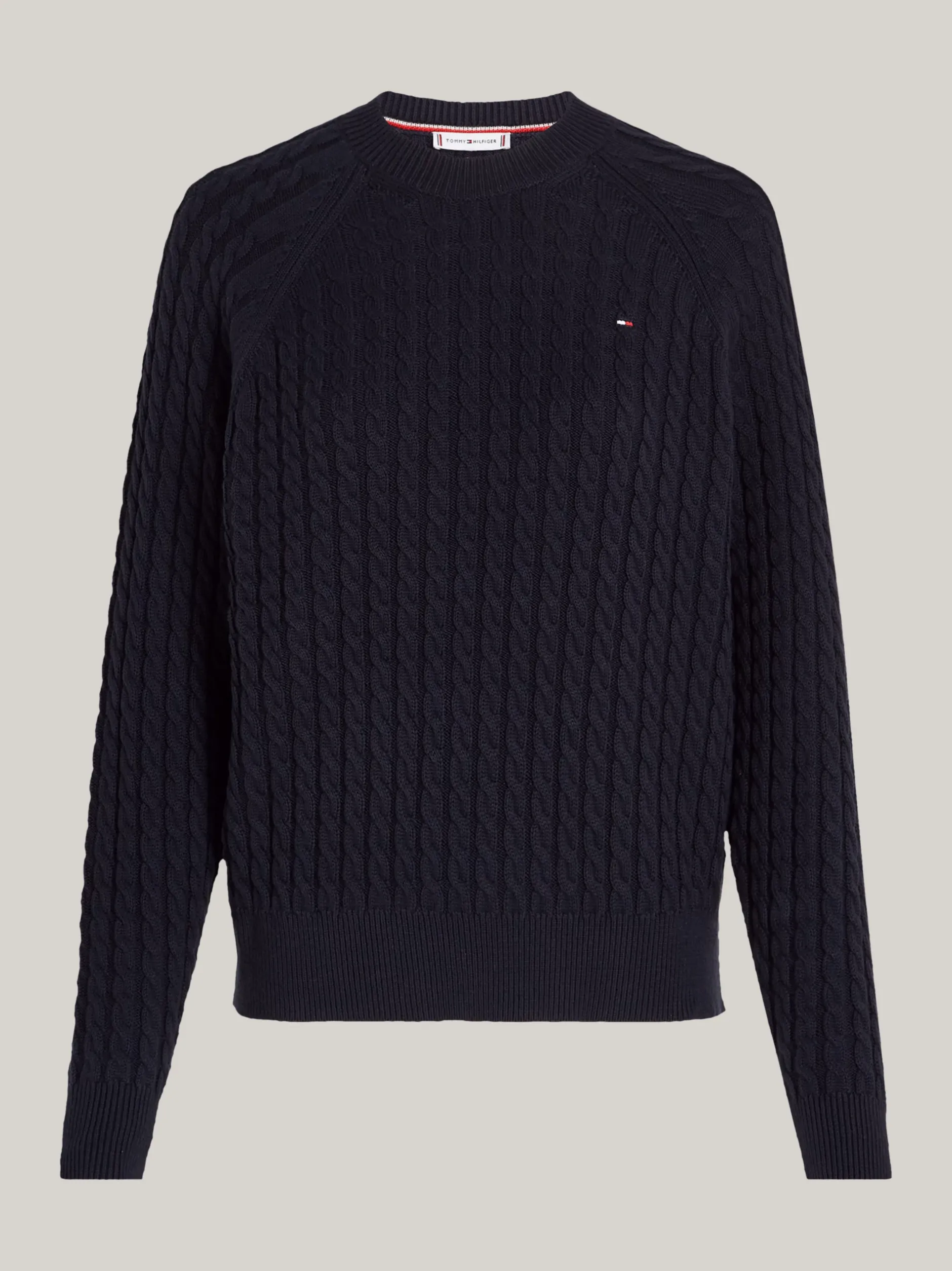 Swetry Z Okrągłym Dekoltem|Swetry*Tommy Hilfiger Luźny Sweter Z Drobnym Splotem Warkoczowym DESERT SKY