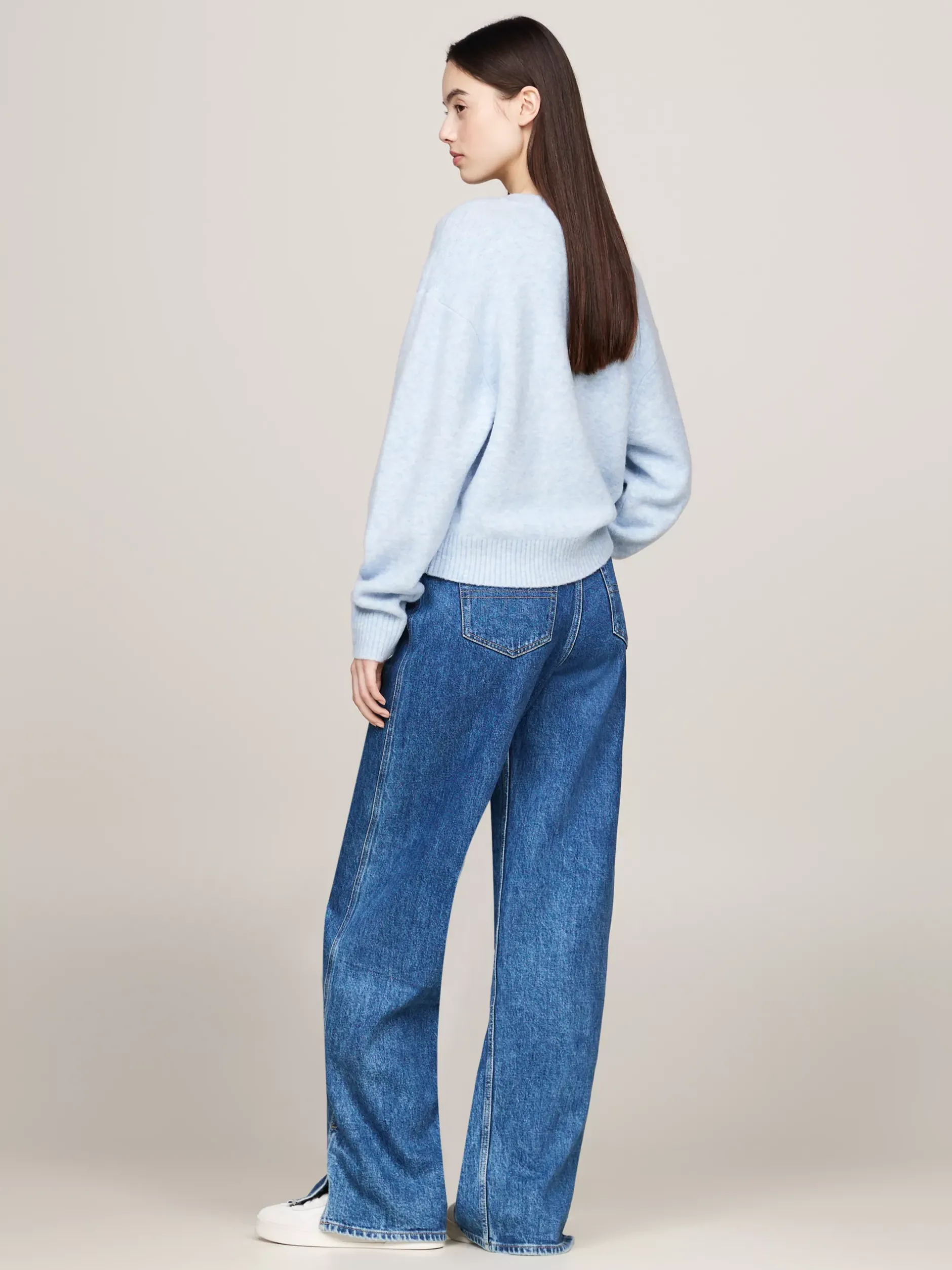 Swetry Z Okrągłym Dekoltem|Swetry*Tommy Hilfiger Luźny Sweter Z Mieszanki Melanżowej Wełny VESSEL BLUE MELANGE