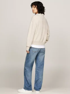Swetry Z Okrągłym Dekoltem|Swetry*Tommy Hilfiger Luźny Sweter Z Mieszanki Melanżowej Wełny ANCIENT WHITE MELANGE